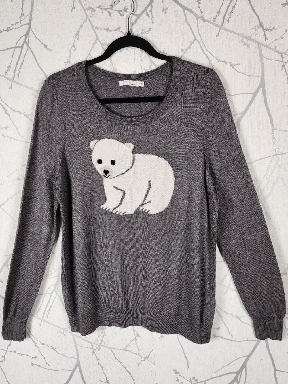 Revolution Gray Baby Polar Bear Printed Crewneck Sweater